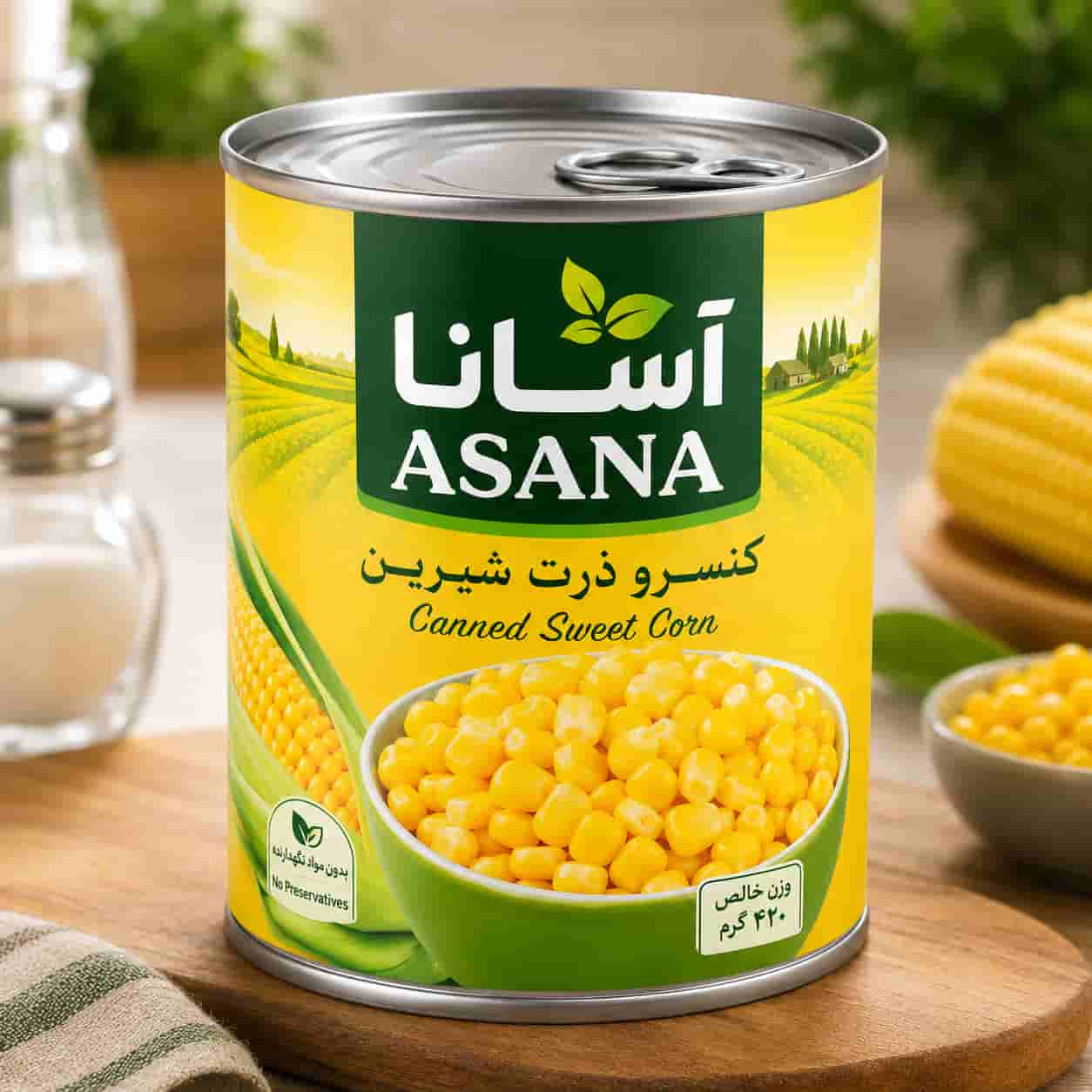 تصویر 2 از کنسرو ذرت آسانا تهیه شده از دانه های تازه